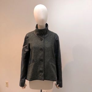 Derek Lam Wool Jacket with Lamb Leather Sleeves